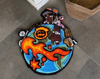 Travis Scott Astroworld Geprägter Tufted Rug /% 100 Handmade / Album Cover