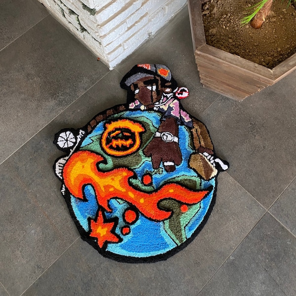 Travis Scott Astroworld Embossed Tufted Rug / %100 Handmade / Album Covers