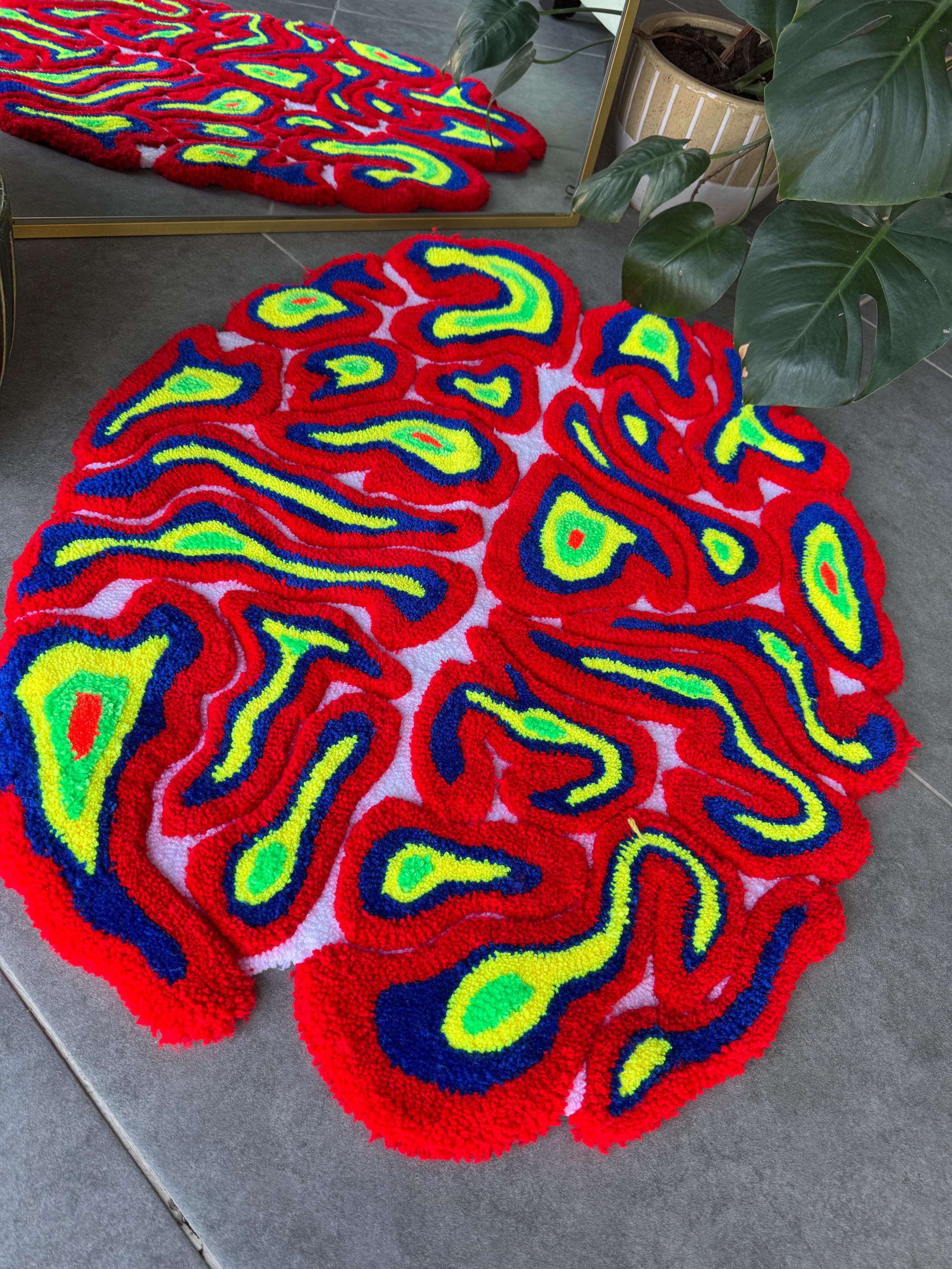 Thermal Neon Brain 3D Fluffy Handmade Tufted Rug - Etsy
