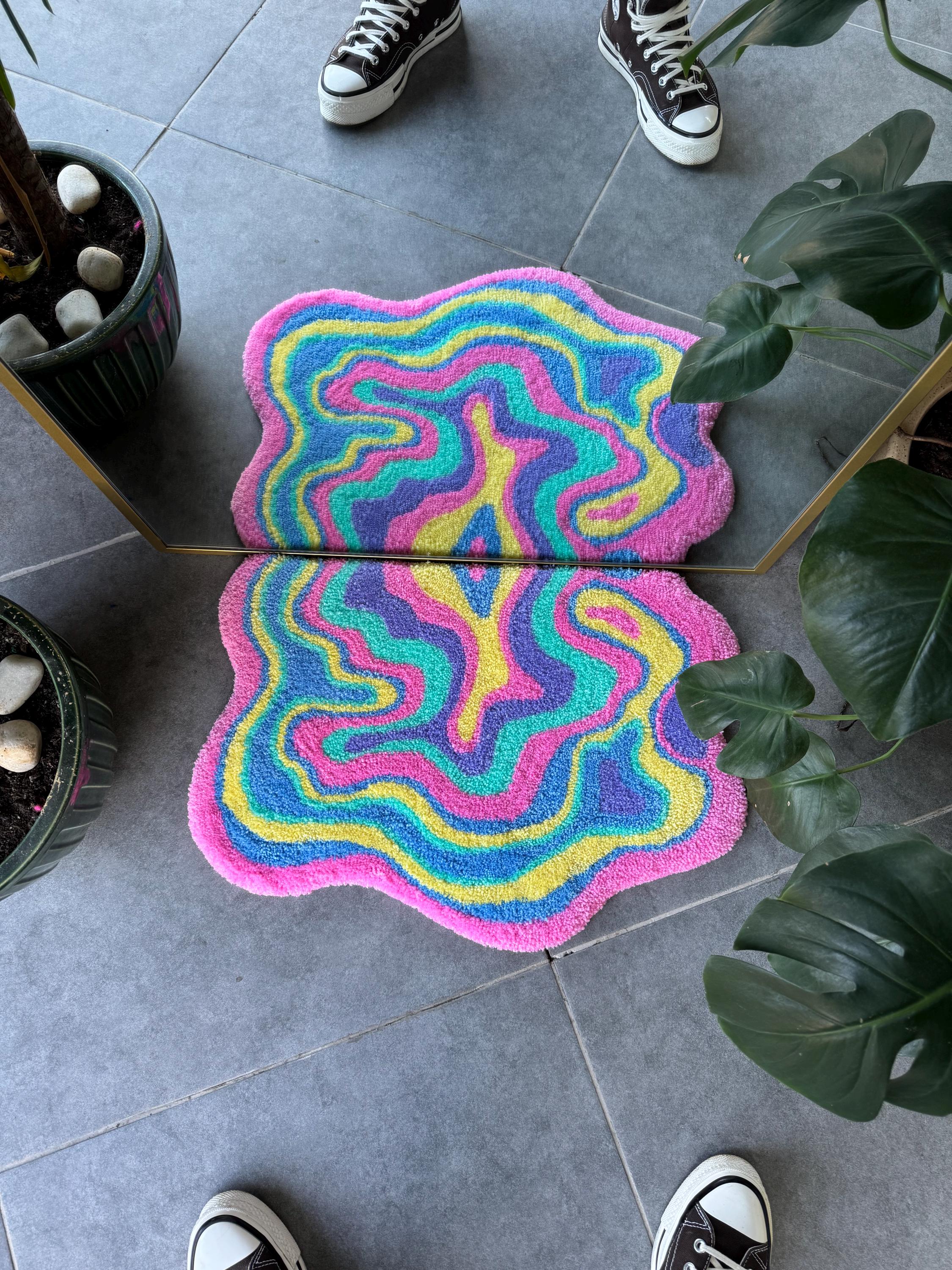 Fluid Colorful Fluffy Tufted Rug - Etsy