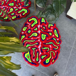 Thermal Neon Brain 3D Fluffy Handmade Tufted Rug