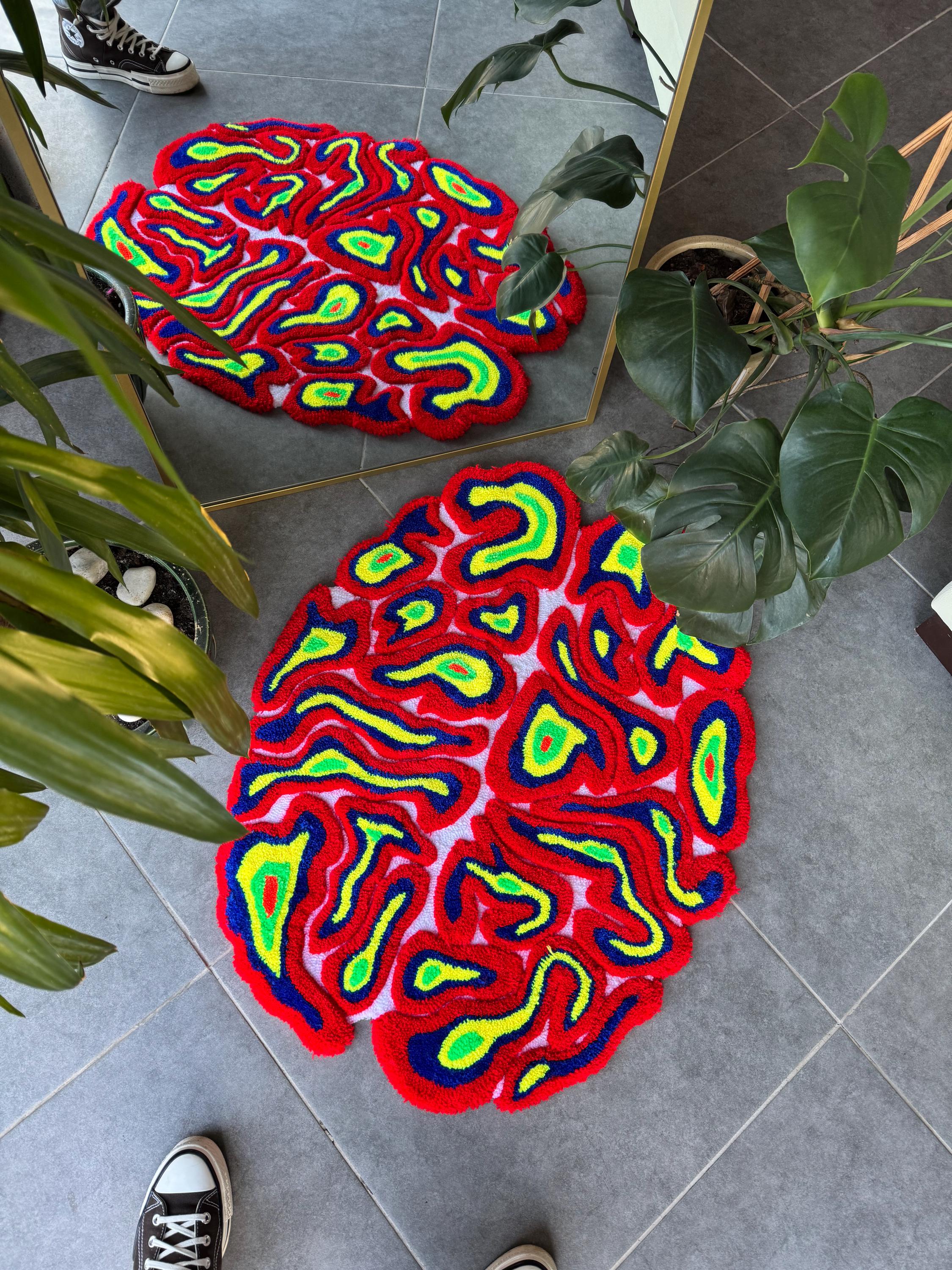 Thermal Neon Brain 3D Fluffy Handmade Tufted Rug - Etsy