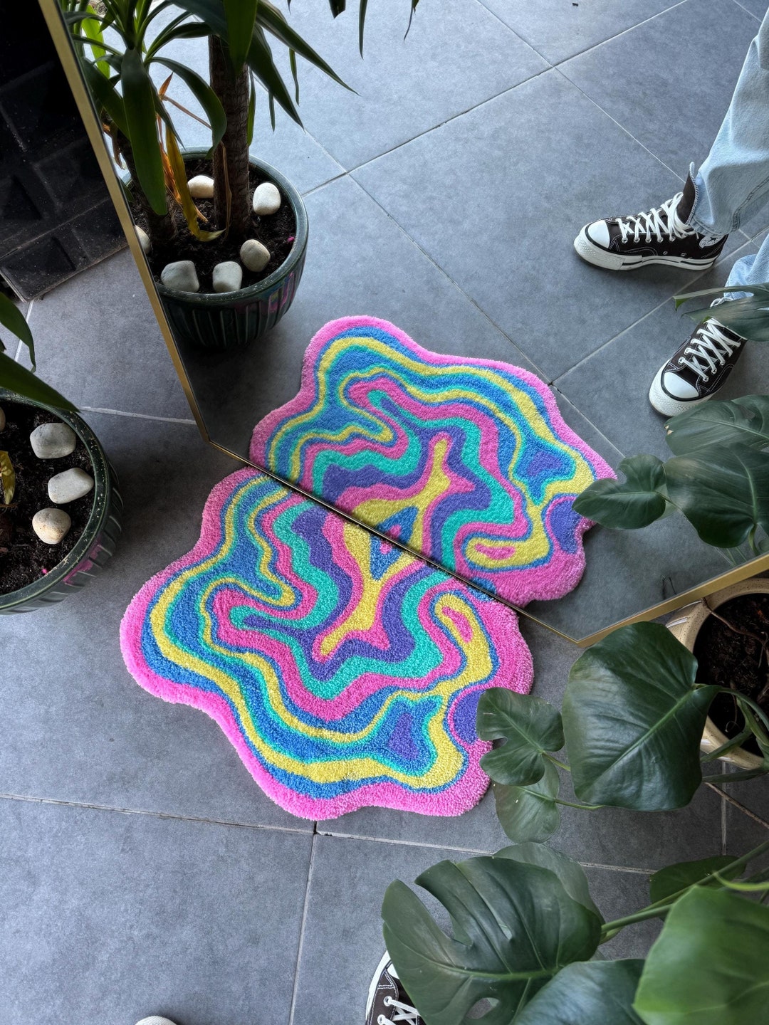 Fluid Colorful Fluffy Tufted Rug - Etsy