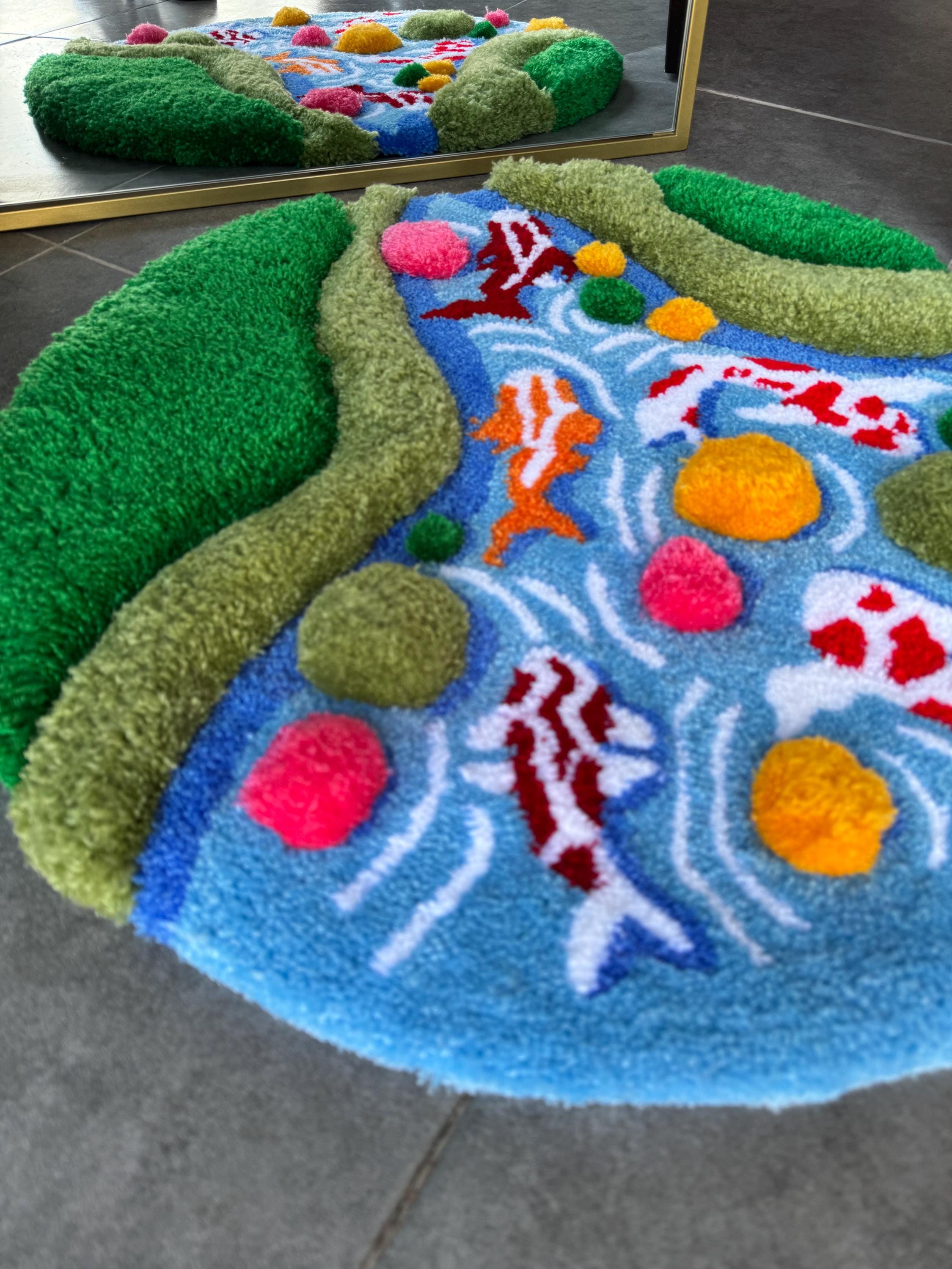 Koi Fish & Moss 3D Fluffy Tufted Rug - Etsy