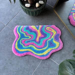 Fluid Colorful Fluffy Tufted Rug - Etsy