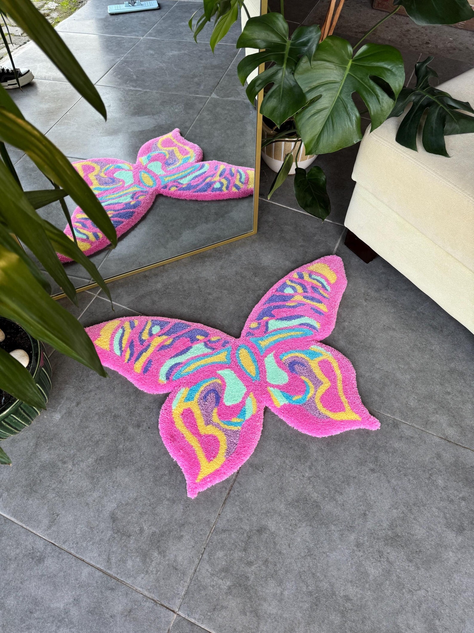 Colorful Butterfly Fluffy Handmade Tufted Rug - Etsy
