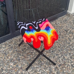 Psychedelic Lsd Fluid Stool Tufted Rug/ Chairs / Ottoman Coffee Table / %100 Handmade