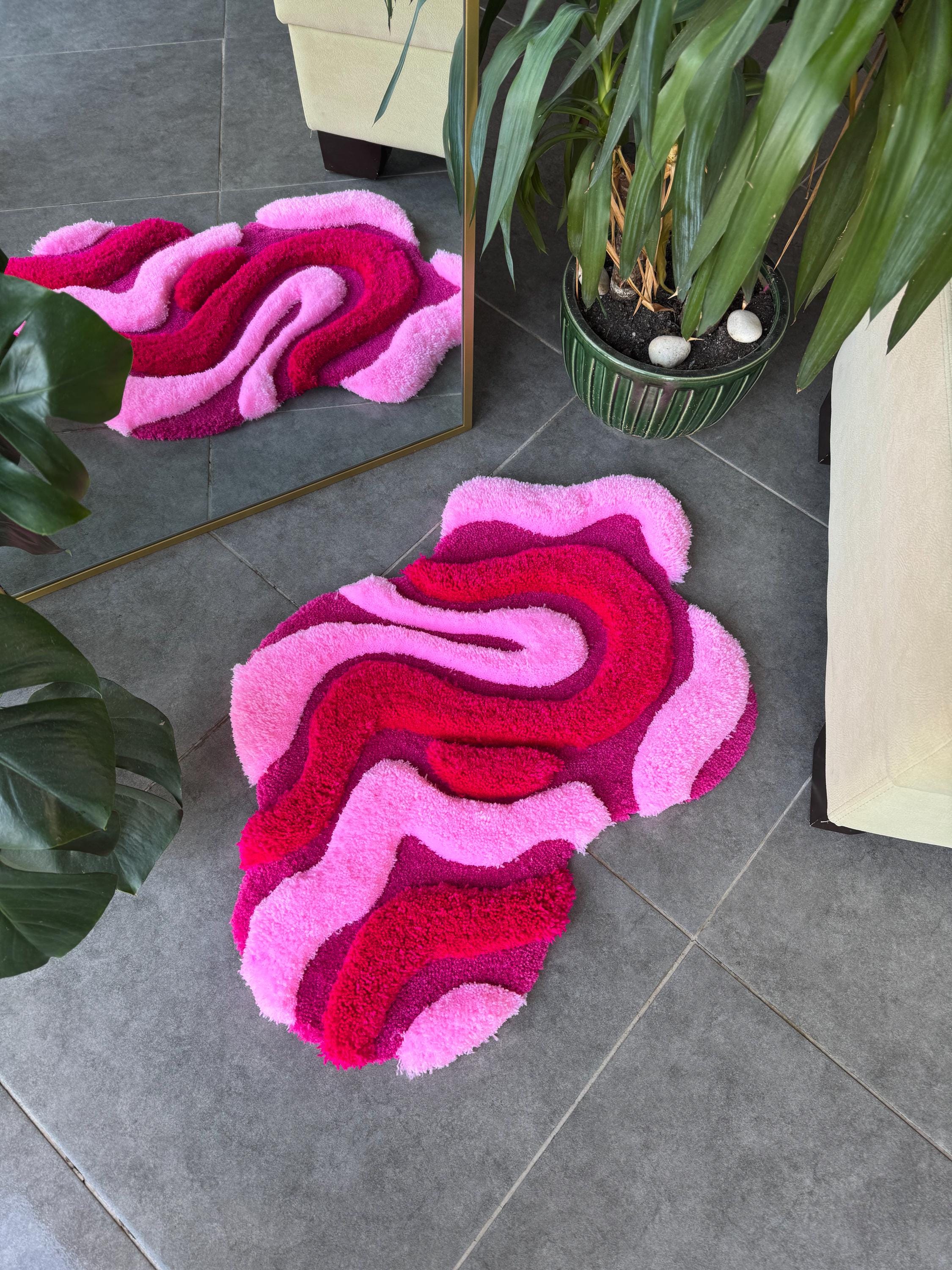 Irregular Shaped Pink Abstract 3D Fluffy Handmade Tufted Rug - Etsy