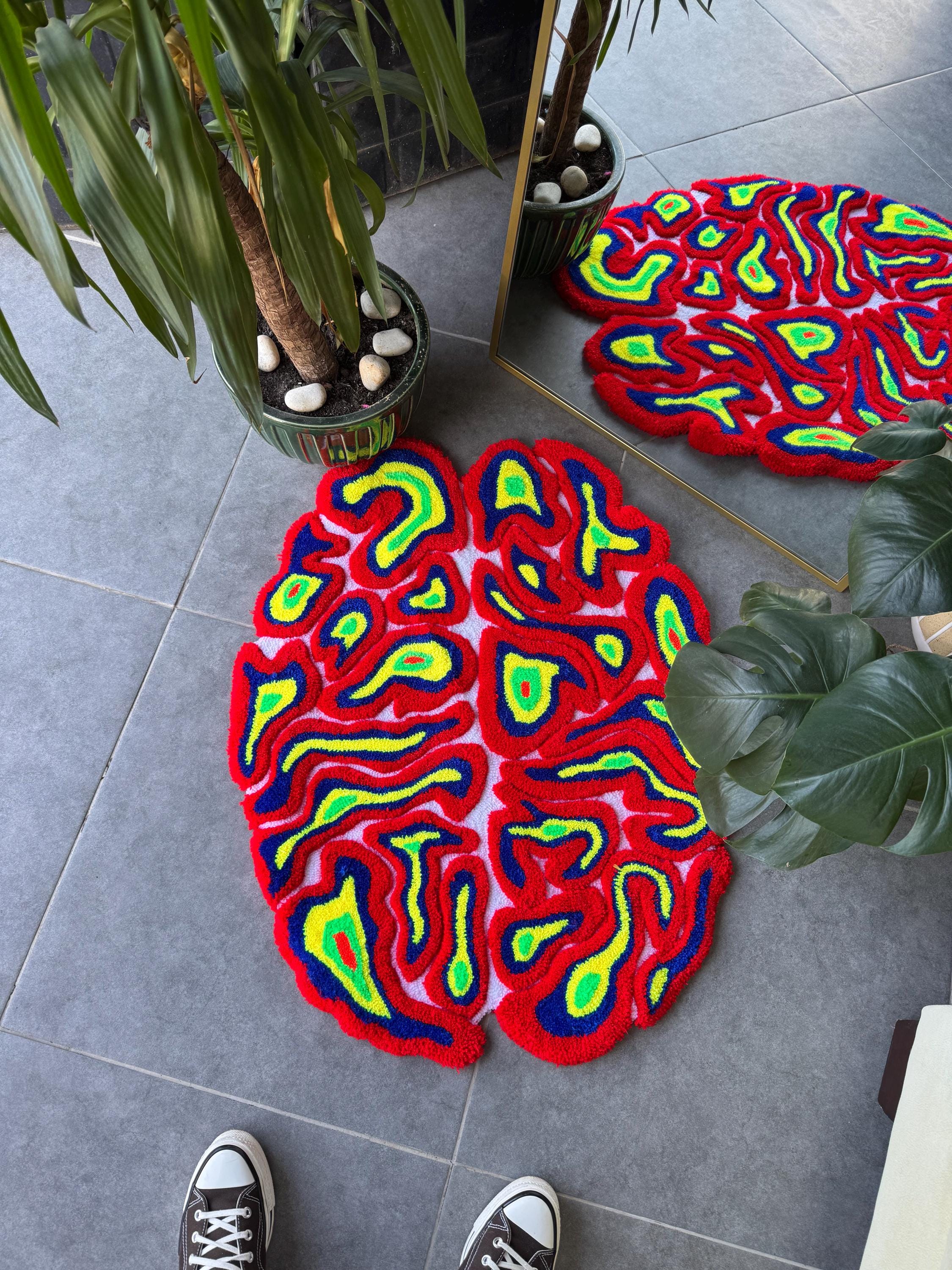 Thermal Neon Brain 3D Fluffy Handmade Tufted Rug - Etsy