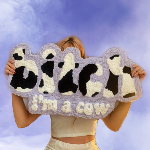 I'm a Cow Tufted Rug / %100 Handmade / Home Decor