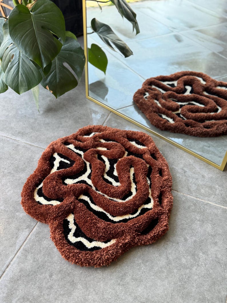 3D Brown Cow Print Handmade Tufted Rug – Fluffy Animal Pattern Carpet ...