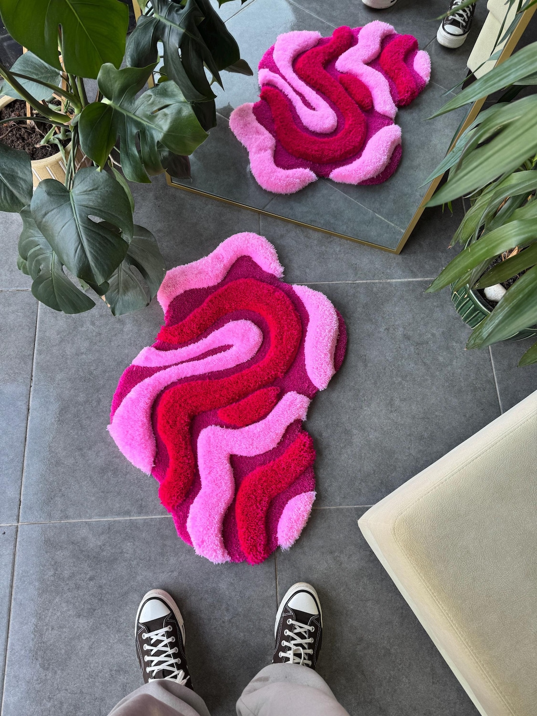 Irregular Shaped Pink Abstract 3D Fluffy Handmade Tufted Rug - Etsy