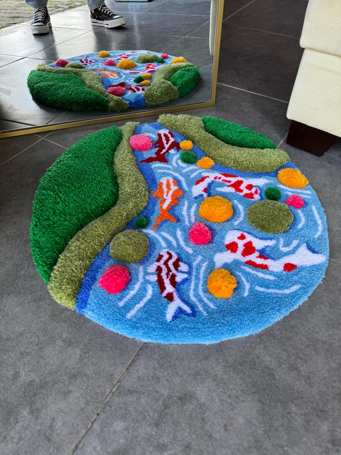 Fish Tuft Rug Koi Fish & Moss 3D Fluffy Tufted Rug - Etsy