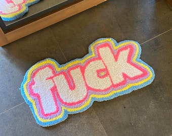 Tapis touffeté coloré Fuck / 100 % fait main