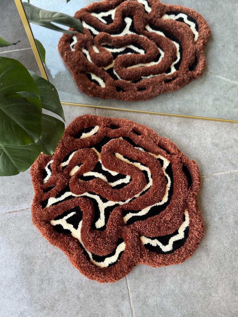 3D Brown Cow Print Handmade Tufted Rug – Fluffy Animal Pattern Carpet ...