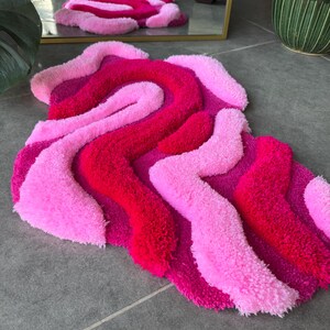 Irregular Shaped Pink Abstract 3D Fluffy Handmade Tufted Rug - Etsy