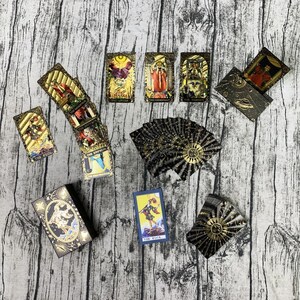 Zwart en goud mystiek tarotdeck geweldig beginner dek kousen kleinigheden halloween cadeau mooi tarotdeck