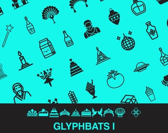 Dingbat Icon Font - Glyphbats I - 94 Icon Typeface - .OTF Installable Download