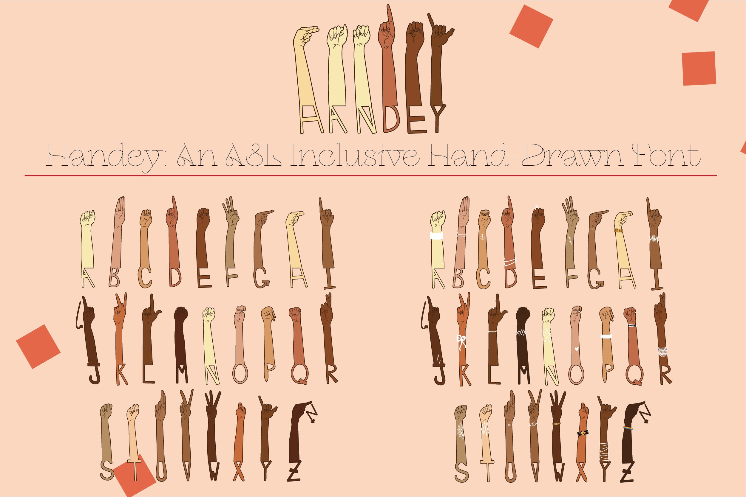 Handey an Inclusive Sign Language Font .OTF Full Color Two Versions