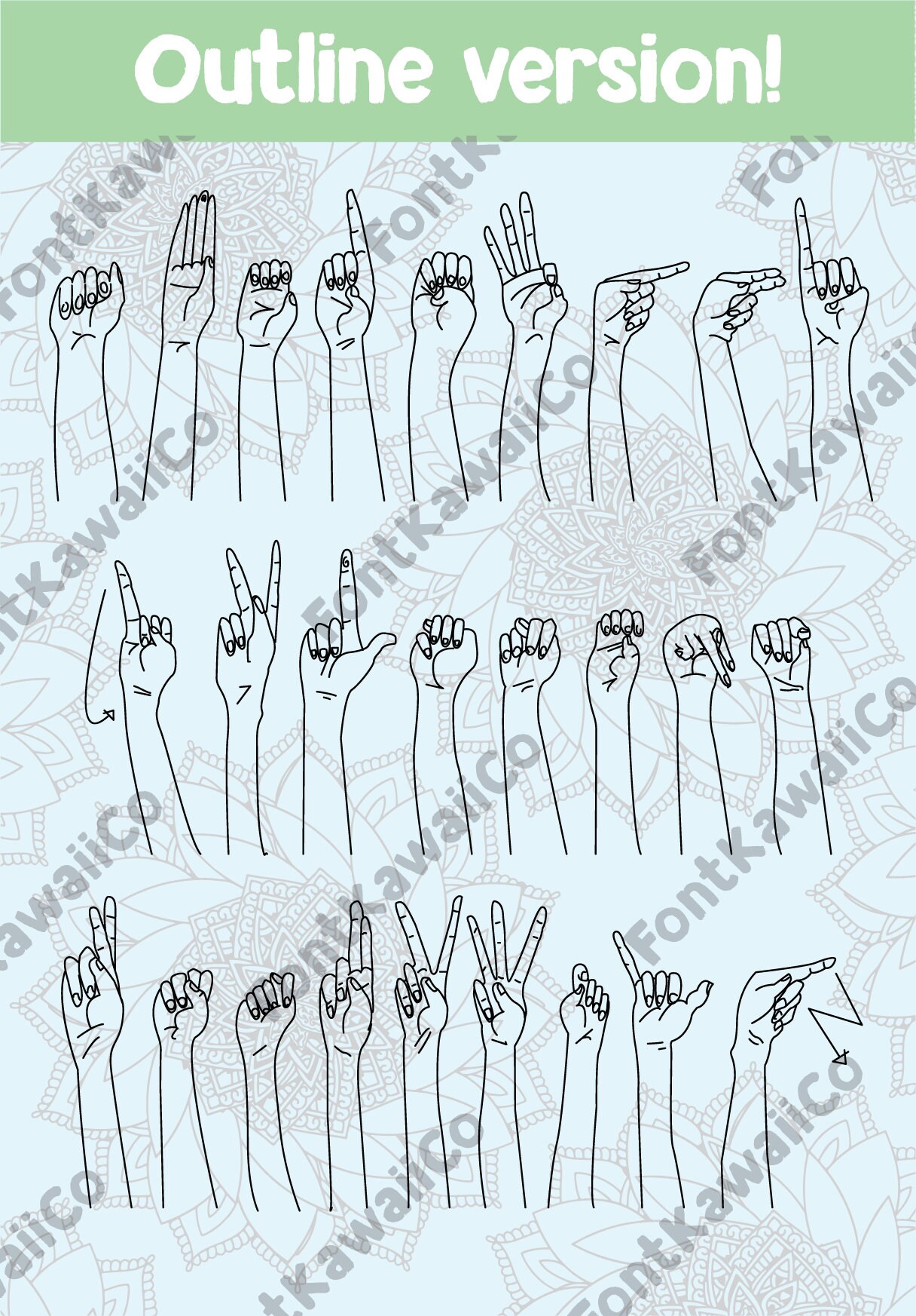 Handey - an Inclusive Sign Language Font - .OTF Two Versions ...