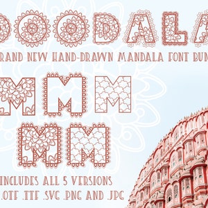 Doodala A Hand-Drawn Mandala Font Bundle 5 Styles .otf .ttf .svg .png .jpg Perfect for crafters, Cricut, & Commercial License image 1