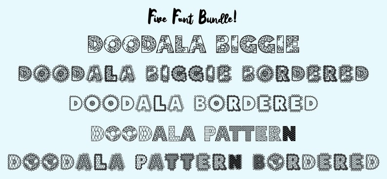 Doodala A Hand-Drawn Mandala Font Bundle 5 Styles .otf .ttf .svg .png .jpg Perfect for crafters, Cricut, & Commercial License image 2