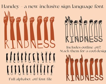 ASL Font - Handey - An Inclusive Sign Language Font - .OTF Two Versions - Cricut Crafting and Embroidery - Commercial License Diversity