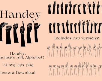 Handey - No Letter Version - An Inclusive Sign Language Alphabet - .ai .svg .eps .png - Perfect for crafters, Cricut, & Commercial License