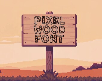 Pixel Wood Font - 90s Farm Game Inspired Typeface - .OTF Installable File - Caps Numbers and Punctuation