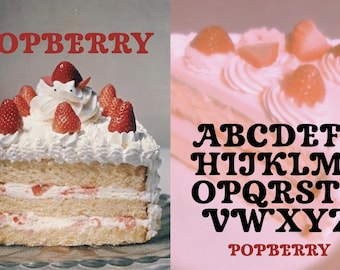 Popberry - .ai .svg .png .eps Font - Kawaii Classic Shoujo Manga Inspired - Uppercase Typeface - Commercial License - Instant Download