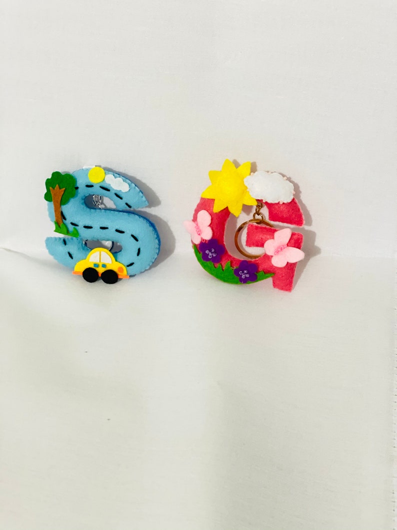 Monogram Alphabets Ornament Felt Letter Keyring Zipper Charm Handmade Small Gift Felt Key Chain Key Fob Bag Charm Key Tag