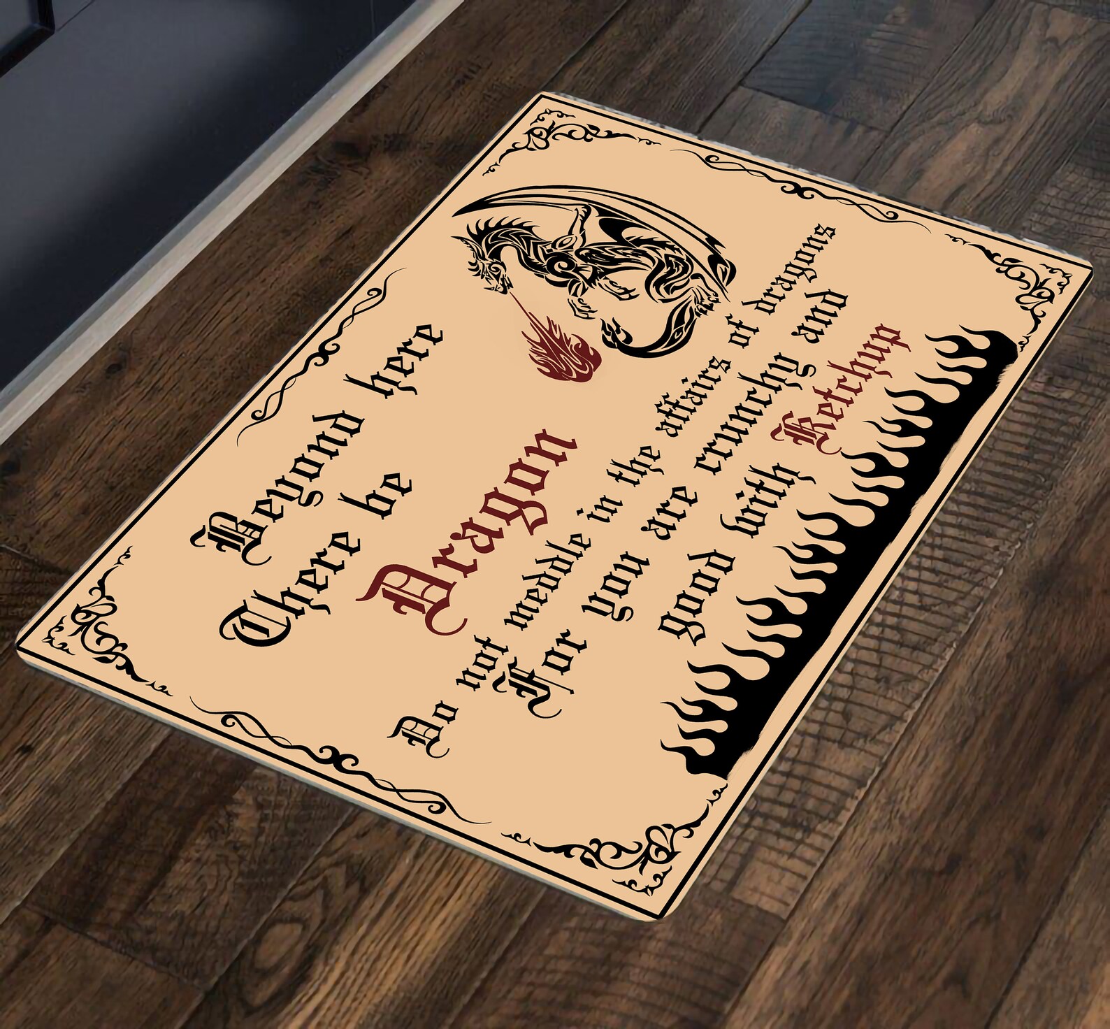 Beyond Here There Be Dragons doormat Dungeons and Dragons Etsy