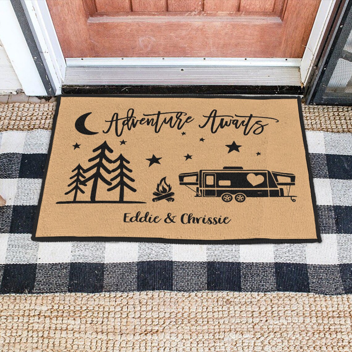 Adventure Awaits doormat Camping doormat Custom doormat Etsy
