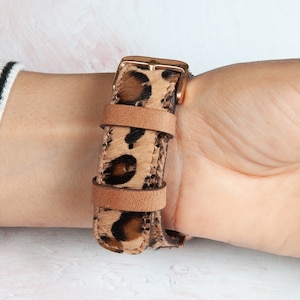 Leopard Apple Watch Band Women, Leather Apple Watch Strap Series 10  9 8 7 6 5 SE Ultra, Furry Watch Band 46mm 45mm 44mm 42mm 41mm 40mm 38mm