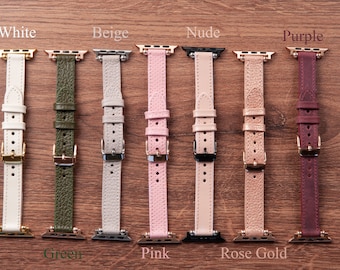 Leather Apple Watch Band Series 11 10 9 8 7: Personalize Women iWatch Strap
