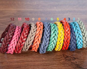 Soft Colorful Leather Women Bracelet, Genuine Leather Oil Diffuser Bracelet, Adjustable Braided Daily Wristband Her, Christmas Gift Idea