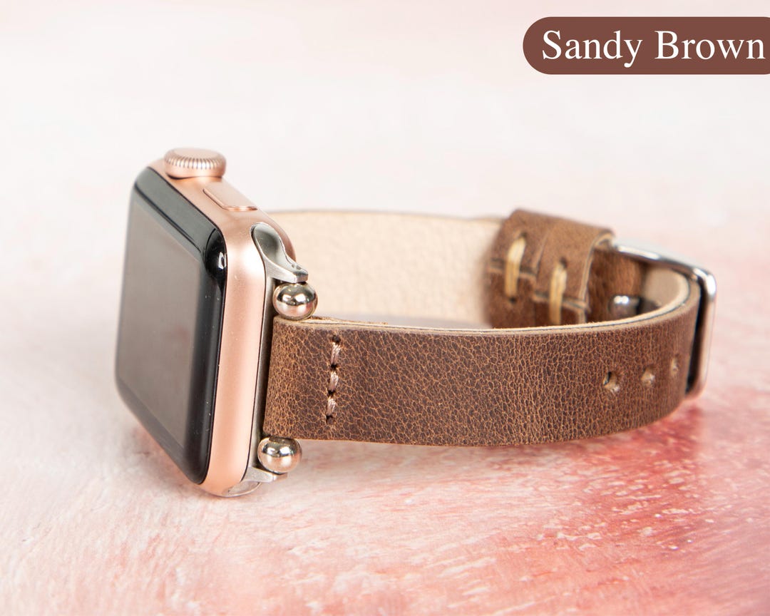 Personalized Leather Apple Watch Band: Distressed Cow Leather