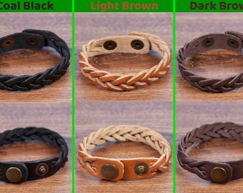 Oil Diffuser Leather Bracelet for Men, Daily Black and Brown Wristband for Women,  Adjustable Braided Bangles, Valentine's Day Gift