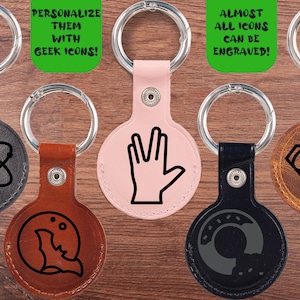 Llavero de cuero AirTag, estuche AirTag grabado, soporte AirTag personalizado, llavero AirTag personalizado, regalo para hombres, mujeres, seres queridos de la familia