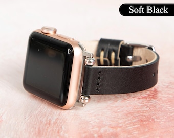 Premium Leather Apple Watch Band Women, Personalized Apple Strap Series 10 9 8 7 6 5 4, iWatch Strap 38mm 40mm 41mm 42mm 44mm 45mm 46mm 49mm