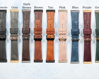 Pulseira de couro Fitbit Versa/Sense: Pulseira de couro de vaca personalizada