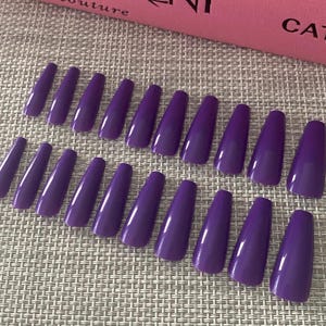 False Nails | Long Nails | Stick on Nails | Press on Nails | Purple Nails | Gel Nails | Acrylic Nails | Reusable Nails | Ballerina Nails