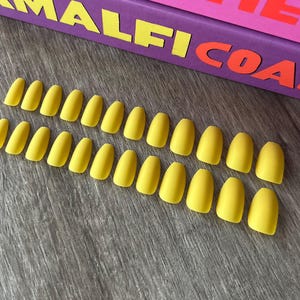 Matte Nails | Glue on Nails | Fake Nails | False Nails | Hand Painted | Stick on Nails | Press on Nails | Coffin Nails | Yellow Nails
