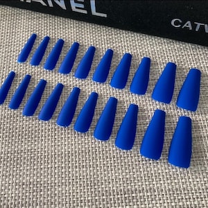 Press on Nails | Glue on Nails | Fake Nails | False Nails | Hand Painted | Glue on Nails | Sets of 20 Nails | Blue Nails | Matte Nails