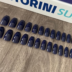 Press on Nails | Glue on Nails | Fake Nails | False Nails | Hand Painted | Gel Nails | Acrylic Nails | Coffin Nails | Blue Nails