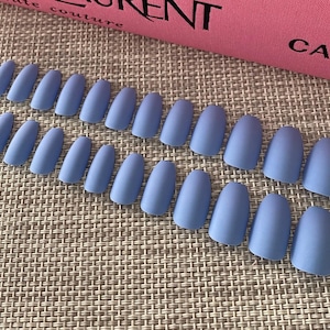 Matte Nails | Glue on Nails | Fake Nails | False Nails | Hand Painted | Glue on nails | Press on Nails | Coffin Nails | Blue Nails