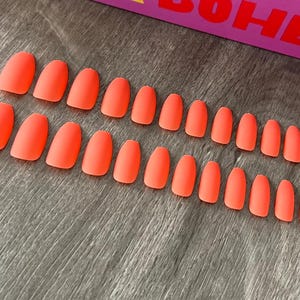 Matte Nails | Glue on Nails | Fake Nails | False Nails | Hand Painted | Stick on Nails | Press on Nails | Coffin Nails | Orange Nails