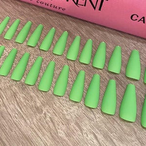 Matte Nails | Long Nails | Stick on Nails | Press on Nails | Green Nails | Gel Nails | Acrylic Nails | Reusable Nails | Ballerina Nails