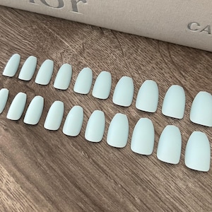 Matte Nails | Glue on Nails | Fake Nails | False Nails | Hand Painted | Glue on nails | Press on  Nails | Coffin Nails | Blue Nails