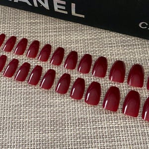 Press on Nails | Glue on Nails | Fake Nails | False Nails | Hand Painted | Gel Nails | Acrylic Nails | Red Nails | Coffin Nails